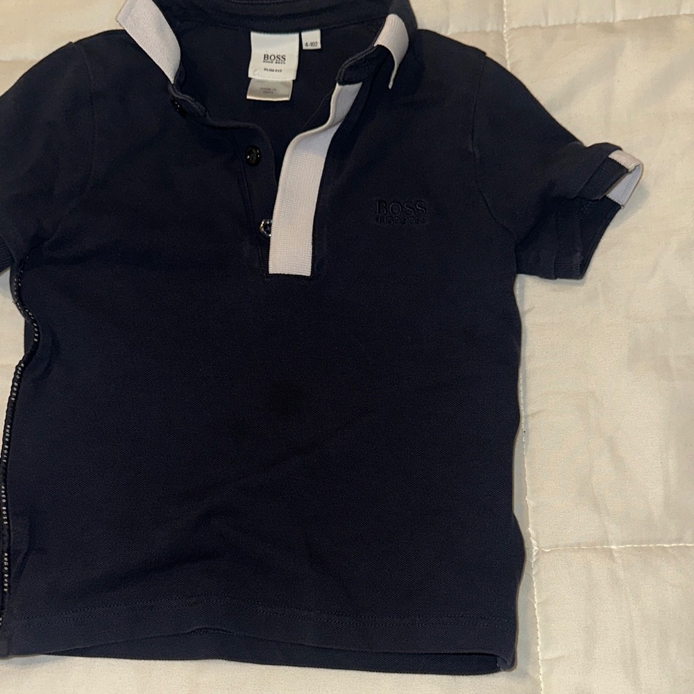 BOSS Kids Dark Polo with White Trim